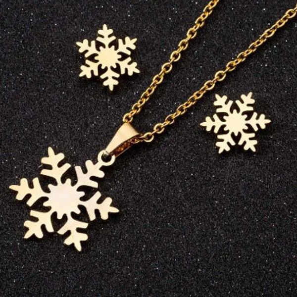 Stainless steel earrings for women, snowflake earrings for Christmas.