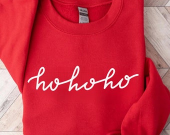 Ho Ho Ho Embroidered Christmas Sweatshirt - Holiday Sweater, Cursive Christmas, Cozy Xmas Sweater, Santa Sweatshirt, Embroidery Shirt