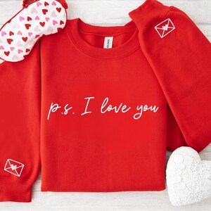 Suéter P.D. Te amo, sudadera bordada para el día de San Valentín, suéter de amor, regalo para ella, regalo para parejas, camiseta de San Valentín, carta de amor