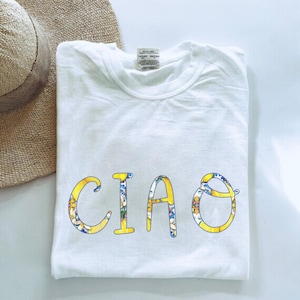 Ciao Shirt | Comfort Colors Tee | Amalfi Coast T-Shirt | Floral Serif Ciao | Sicily Aesthetic Shirt | Italian Summer Tee | Retro Travel Top