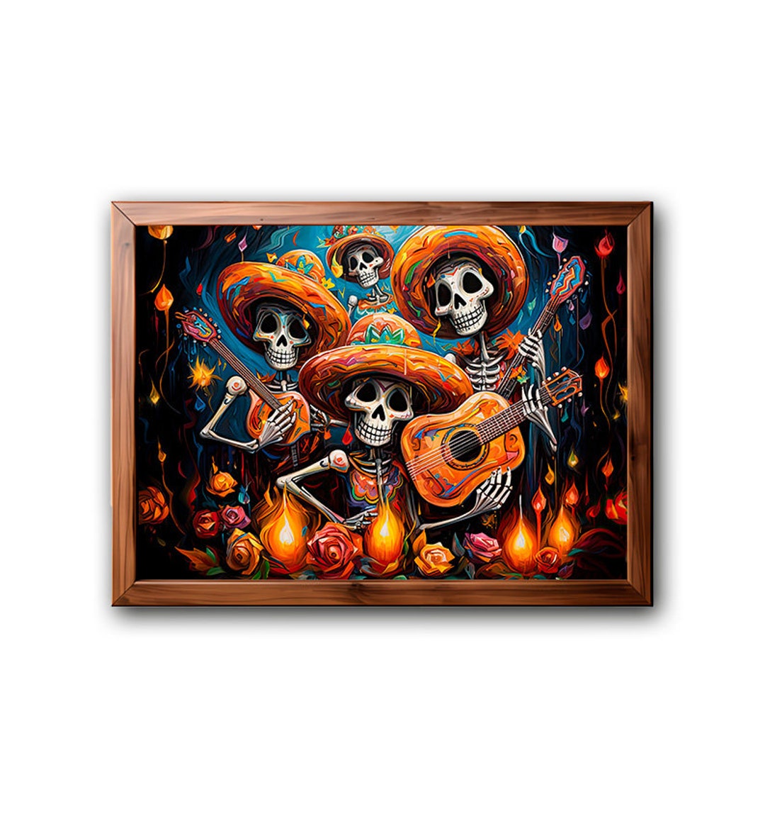 Dia De Los Muertos Painting, Printable Home Decor, Calacas Wall Art ...