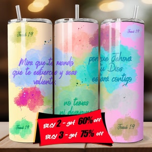 Joshua 1:9, Christian Tumbler, Colorful 20oz Tumbler Sublimation Design, Straight And Tapered Tumbler Wrap | Instant Digital Download PNG