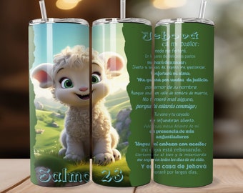 Psalm 23, Christian Tumbler, Spanish 20oz Tumbler Sublimation Design, Straight And Tapered Tumbler Wrap | Instant Digital Download PNG