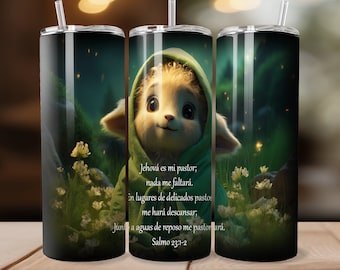 Psalm 23, Christian Tumbler, Spanish 20oz Tumbler Sublimation Design, Straight And Tapered Tumbler Wrap | Instant Digital Download PNG