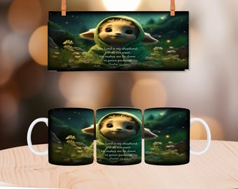 Christian Mug, Psalm 23, in a mug wrap, 11oz and 15oz mug template, mug sublimation design, mug wrap template, instant digital download PNG