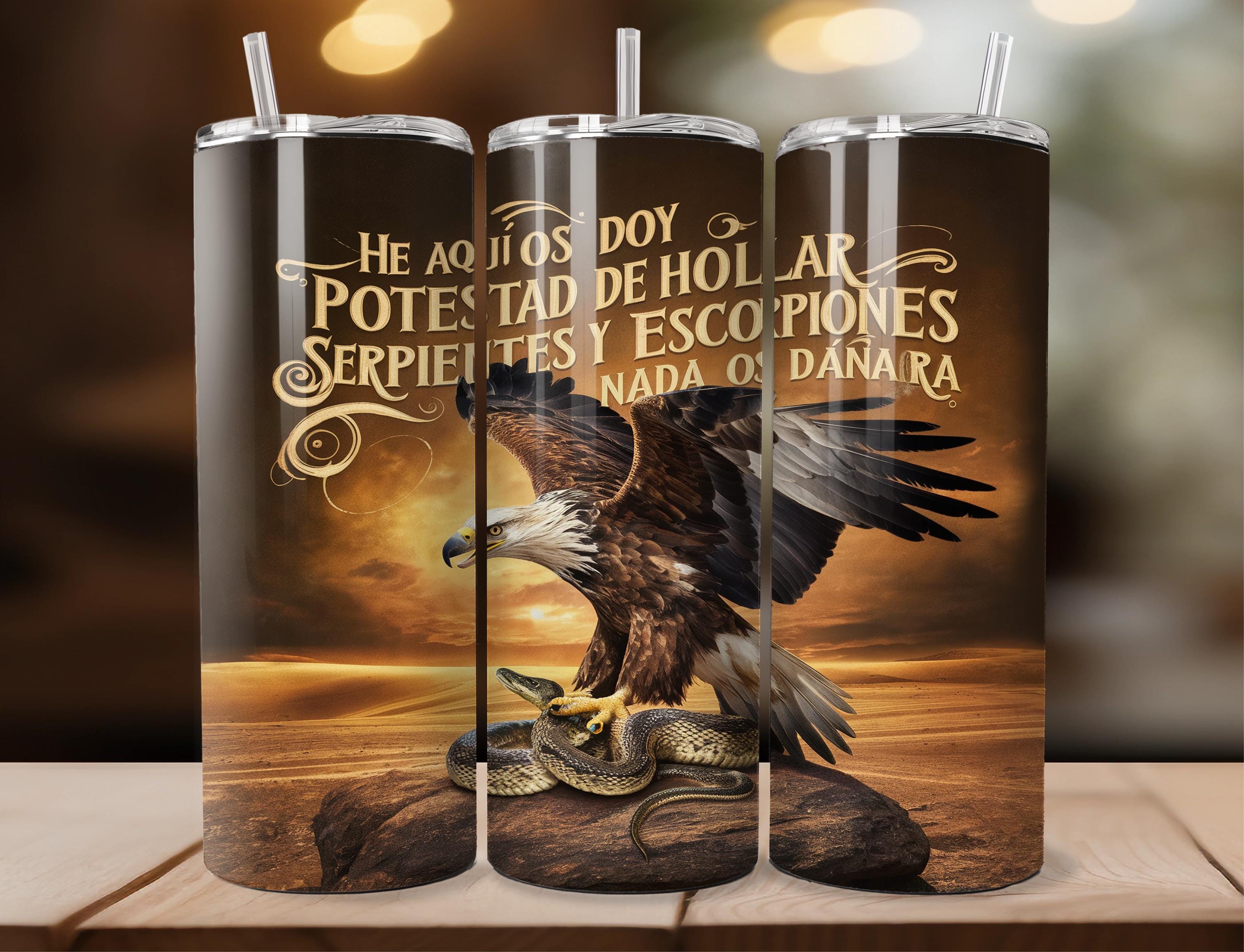 Luke 10:19 Christian Tumbler Spanish 20oz Tumbler Sublimation Design, Straight And Tapered Tumbler Wrap | Instant Digital Download PNG