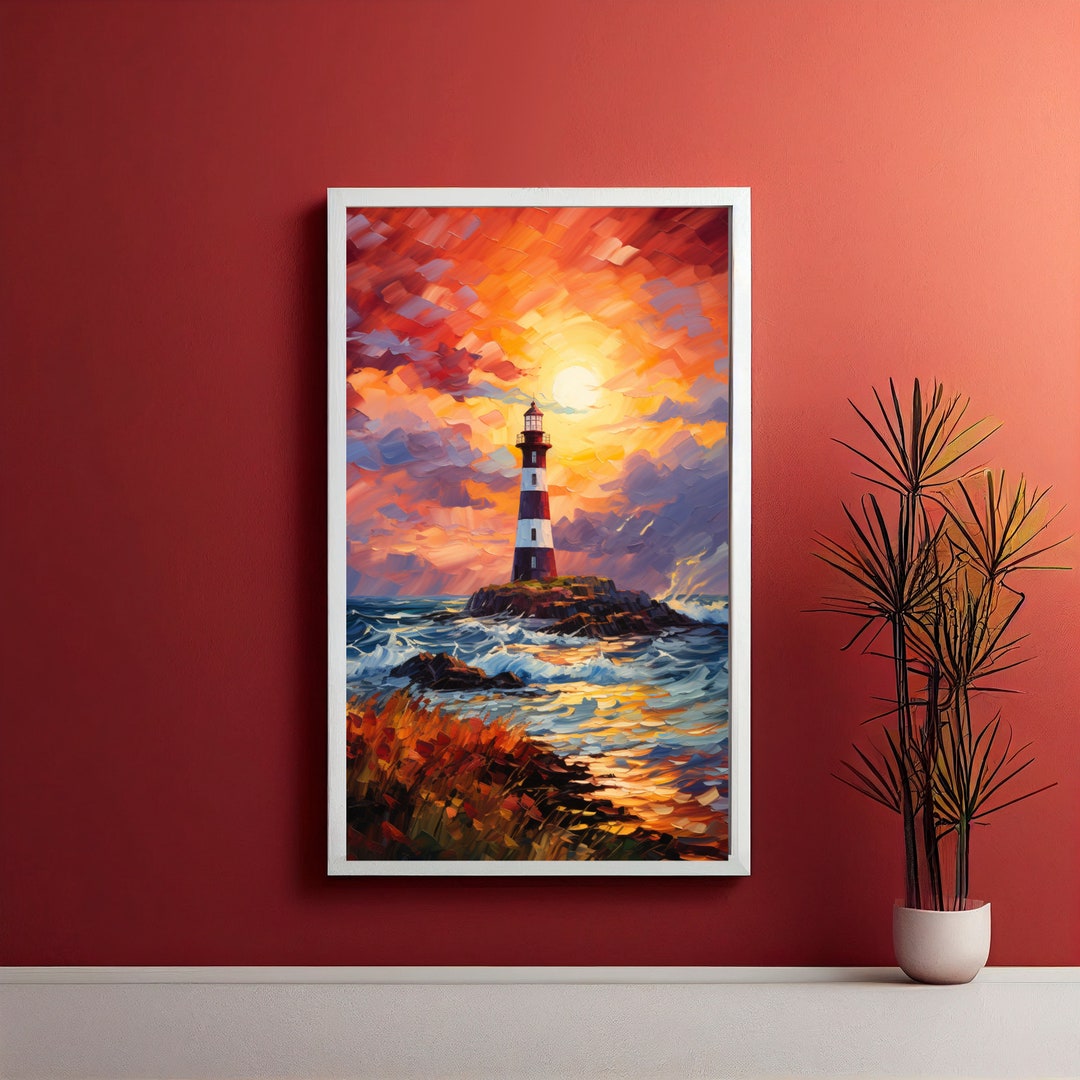Lighthouse, Sunrise, Printable Digital Art, Vintage Art, Digital Print ...
