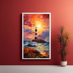 Lighthouse, Sunrise, Printable Digital Art, Vintage Art, Digital Print, Decoration For Your Home, Wall Art, Instant Download.