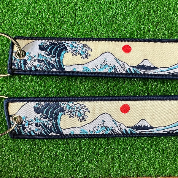 Kanagawa The Great Wave Schlüsselanhänger, Welle Schlüsselanhänger, Anime Schlüsselanhänger, japanischer Schlüsselanhänger, Kunst Schlüsselanhänger, Schlüsselanhänger Geschenk Koi, Welle Art