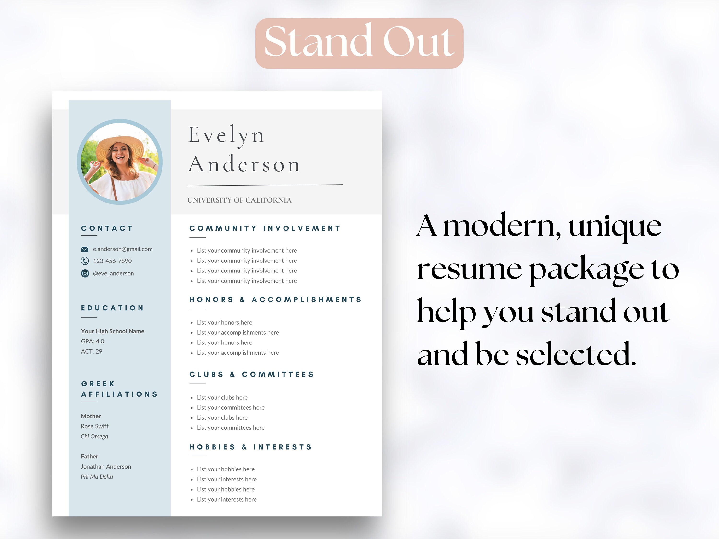 Sorority Resume Template Rush - Il Fullxfull.5180247603 C33b 