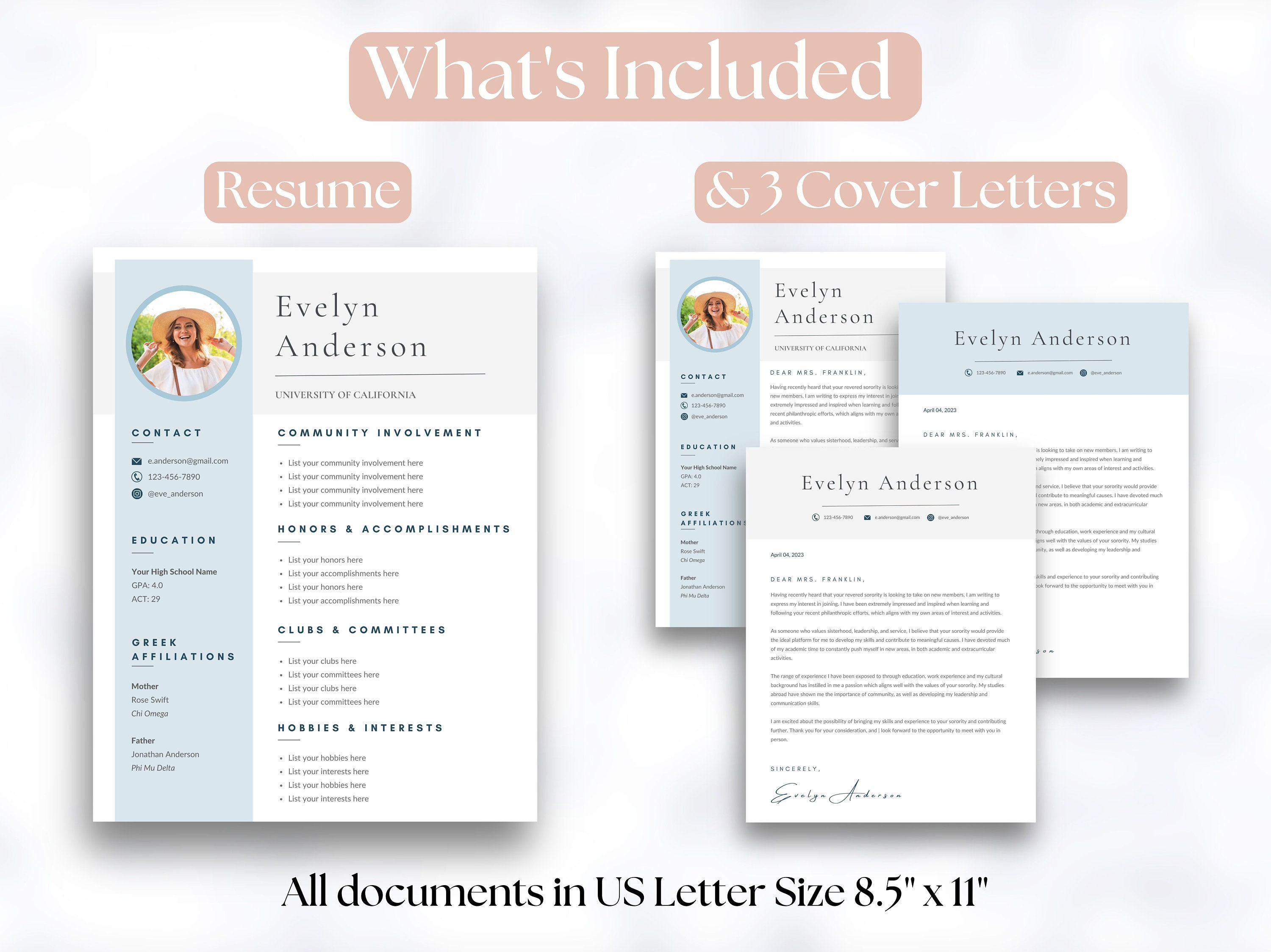 Sorority Resume Template Rush - Il Fullxfull.5132026382 9sih 