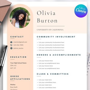 Sorority Resume Template, Rush Resume and Sorority Letter Pack, Social Resume Template with photo, Canva Template