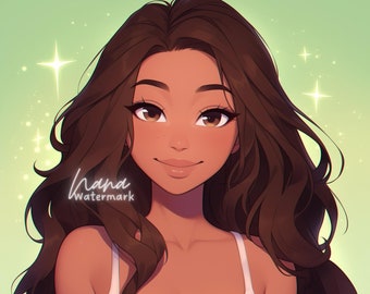 LIMITED Premade Icon for Twitch Streamers and Social Media beautiful illustration of brunette girl digital drawing profile picture download