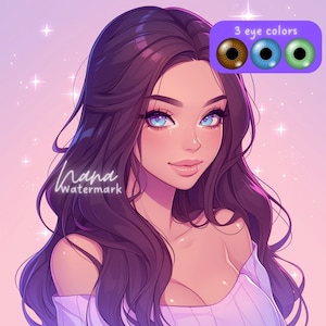 Premade Icon for Twitch Streamers and Social Media beautiful illustration of brunette girl digital drawing profile picture download