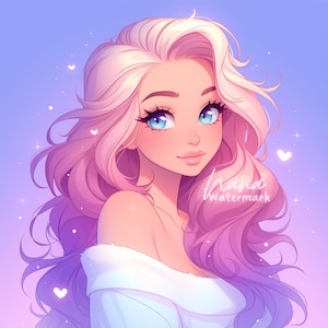 LIMITED Premade Icon for Twitch Streamers and Social Media beautiful illustration of pink hair girl digital drawing profile picture download