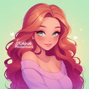 LIMITED Premade Icon for Twitch Streamers and Social Media beautiful illustration of ginger girl digital drawing profile picture download