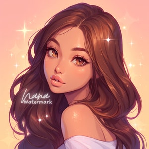 Premade Icon for Twitch Streamers and Social Media beautiful illustration of brunette girl digital drawing profile picture download