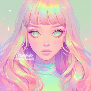 LIMITED Premade Icon for Twitch Streamers and Social Media beautiful illustration girl digital drawing profile picture download etheral holo
