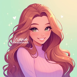Premade Icon for Twitch Streamers and Social Media beautiful illustration of ginger girl digital drawing profile picture download