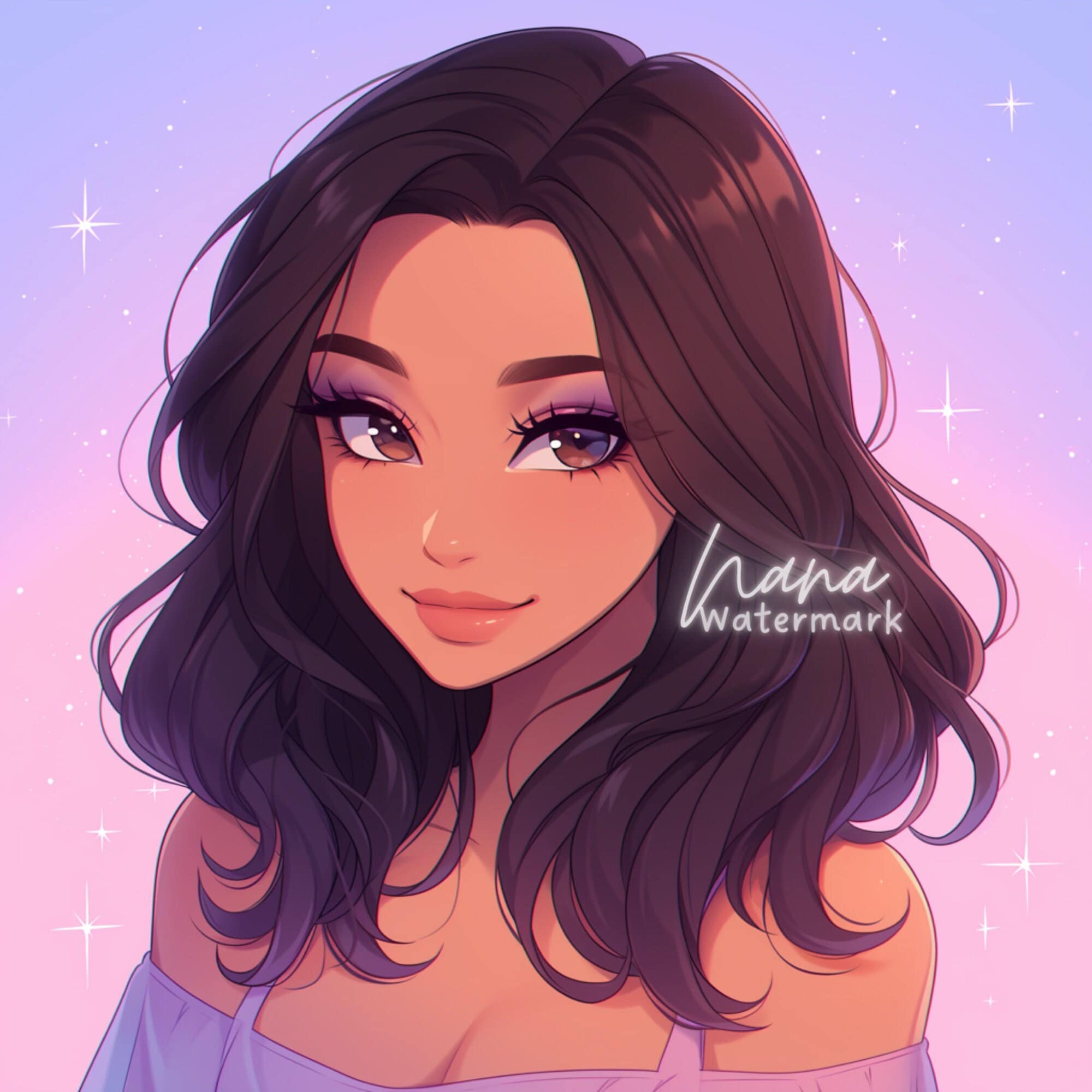 Premade Icon for Twitch Streamers and Social Media beautiful illustration short brown hair girl digital drawing profile picture download