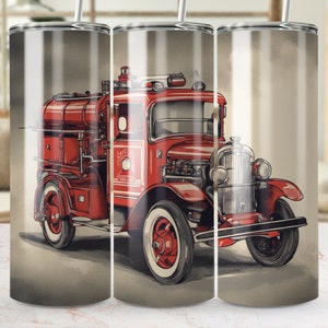 Firefighter Vintage Tumbler wrap Sublimation Design Skinny Tumbler Sublimation Retired First Responder Design Vintage Fire Truck Fireman