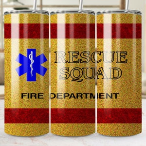 Firefighters, Firemen Tumbler wrap Rescue Squad 20 oz Skinny Tumbler Sublimation Fire Department Tumbler Wrap First Responder Design