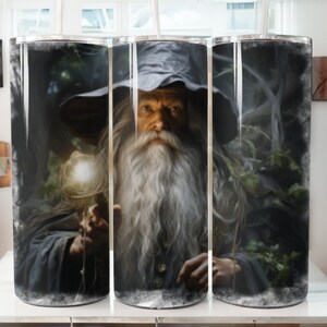 Tovenaar tuimelaar wrap. Donker Halloween naadloos ontwerp. 20 oz mager Tumbler sublimatieontwerp