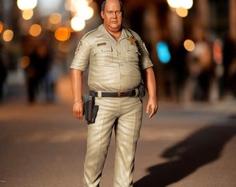 Figura de Sheriff de resina impresa en 3D, sin pintar, modelo RR Diorama policía LEO con sobrepeso
