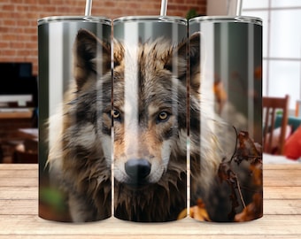 Wolf Tumbler wrap Sublimation Wolf Tumbler Wrap Design 20 oz Skinny Tumbler Sublimation Design Forest Animals NatureDigital Download