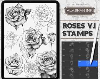 Roses Tattoo Procreate Brushes - Ensemble de pinceaux Procreate pour iPad