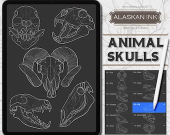 Animal Tattoo Skulls Procreate Brushes - Procreate Brushset for iPad