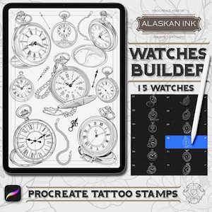 Watches Builder Tattoo Procreate Brushes - Procreate Brushset for iPad
