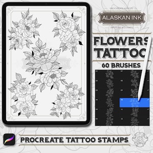 60 composizioni di tatuaggi floreali Procreate Brushes - Procreate Brushset per iPad