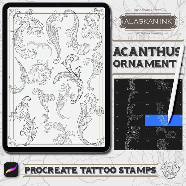 Acanthus Tattoo Ornaments Procreate Brushes - Procreate Brushset for iPad