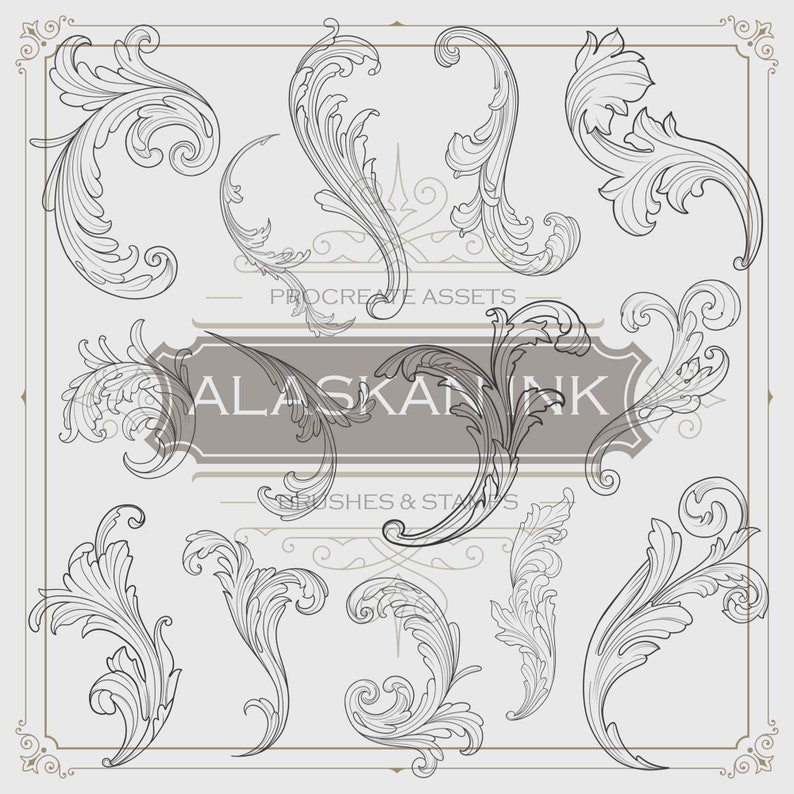Acanthus Tattoo Ornaments Procreate Brushes Procreate - Etsy