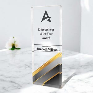 Personalized Trophy Corporate Award, Personalized Clear Award Plaque, Memorial Award, Acrylic Award Plaque, Business Award, Employee Award