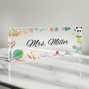 Teacher Gifts Personalized, Teacher Desk Name Plate, Custom Teacher Sign, Teacher Appreciation Gift, Groovy Teacher Name Sign, Teacher Gift