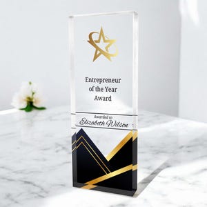 Personalized Award, Custom Award Corporate Trophy Award, Custom Employee Award Plaque with Logo, Thank You Gift, Customizable Award Plaque