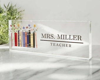 Personalized Name Desk Plate for Teacher, Custom Name Sign for Desk, Teacher Acrylic Name Plate, Teacher Appreciation Gift, Office Decor