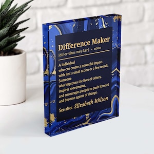 Personalized Difference Maker Award Plaque, Custom Thank You Gift, Retirement Gift, Difference Maker Teacher Gift, Appreciation Award Plaque