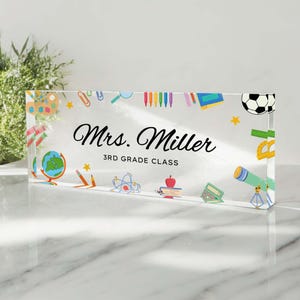 Personalized Teacher Desk Name Plate, Teacher Name Plate, Unique Custom Teacher Gift, Acrylic Desk Plaque Gift, Teacher Appreciation Gift