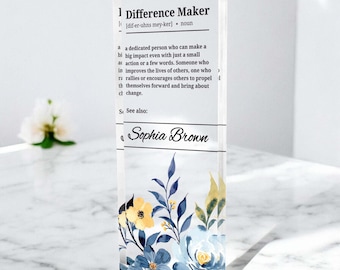 Personalized Plaque For Difference Maker, Difference Maker Gift From Colleague, Leader Gift Plaque, Retirement Gift For Coworker, Definition