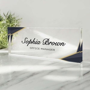 Custom Name Plate for Desk, Desk Plaque, Teacher Name Plate, Desk Name Plate, Teacher Acrylic Block, Office Desk Sign, Custom Name Plate