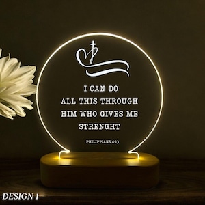 Personalized Bible Verse Acrylic Led Light, Custom Favorite Bible Verse Gift,Christian Home Decor, Faith Based Decor,Religious Night Light