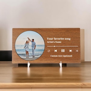 Custom Song Wood Frame, Custom Song Name Gift, Personalized Photo Gift Wood Frame, Christmas Custom Photo Gift, Xmas Gifts for Couple