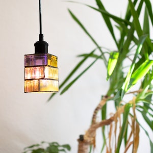 Colorful Hanging Glass Lamp |  Handmade iridescent Pendant Lamp in a Modern Design | dichroic Ceiling Light Holographic bedroom chill Mood