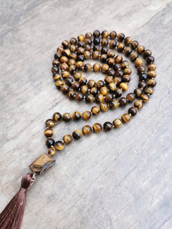 Occhio Di Tigre Tibetano Collana Mala Tibetana 108 Perline - In Occhio Di Tigre Multicolore, Per Meditazione, Hand Made Collana Preghiera Hand Made - Foto 8