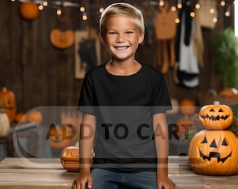 Premium Bella Canvas Kinder T-shirt Mockup Kind Tee Gildan Kids Shirt Mockup Mega Kit Hoogwaardige kinderkleding sjabloon Herfst Mockup Bundel