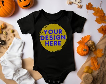 Barntröja Mockup Kaninskinn Vit T-shirt Mockup Småbarns Mockup Bella Canvas Halloween Mockup Höstpumpa Babytröja Mockup Gildan
