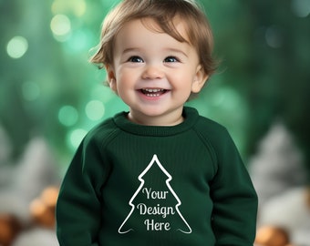 Niños Bella Canvas Mockup sudadera para niños pequeños Mock up Camisa infantil Pieles de conejo Set Gildan 50005 Baby Mockup Christmas Children Jumper Mockups